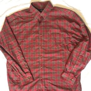 Mens Brooks Brothers Non Iron Red Tartan Size L